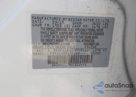 2019 Nissan Kicks Sr from USA, damaged, VIN 3N1CP5CU9KL511445